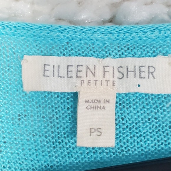 Eileen Fisher Women Linen Knit Top Size PS Short‎ Sleeve Hi-Low Hem Vacation - Picture 4 of 10